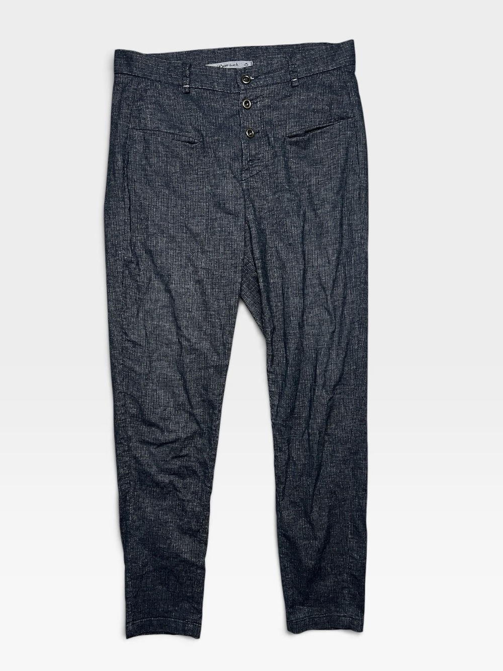 Transit Par Such Italian Designer Black Textured Slim Trousers Button Fly W30